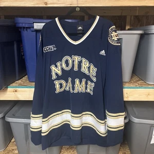 Vintage Notre Dame Fighting Irish Adidas CCHA Hockey Jersey Stitched -  2XL. VGC - Picture 1 of 6