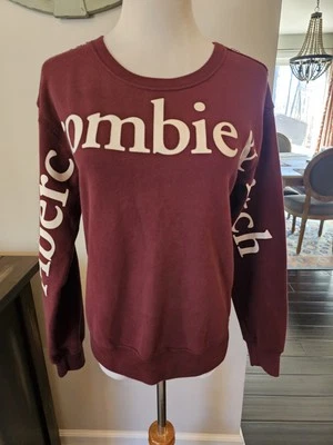 Толстовка женская Abercrombie & Fitch размер XS с надписью круглый вырез бордовая мягкая  - Изображение 1 из 4