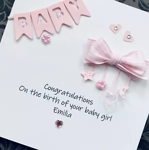 Personalised Handmade Card - Baby Girl, New Baby Daughter - Picture 1 of 1