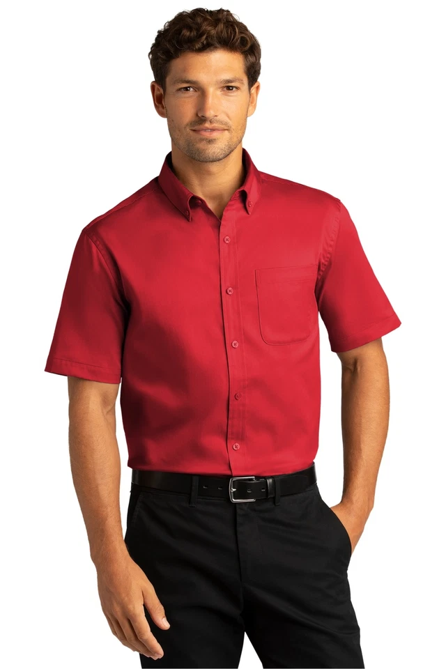 Port Authority W809 Mens Short Sleeve SuperPro React Twill Dress Shirt - Image 1 of 1