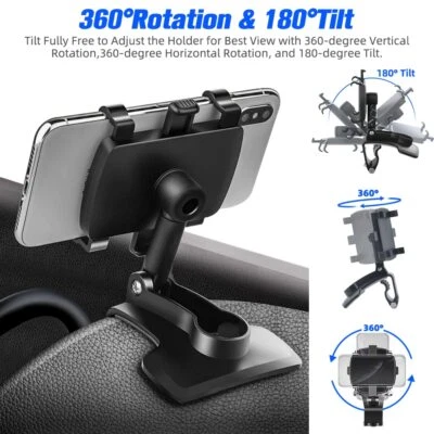 XUKEY Soporte universal para móvil coche coche smartphone abrazadera soporte salpicadero 360°