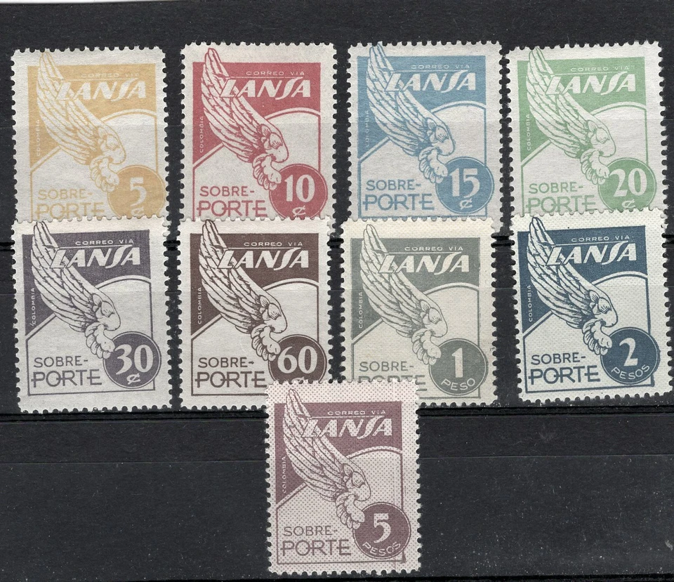 COLOMBIA, YV # A 198/206, COMPLETE SET, MH - M NO GUM - Image 1 of 1