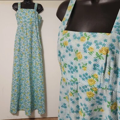 Vintage 60s Handmade Roses floral Sleeveless Maxi Summer Sun Dress Sz XS/S boho - Image 1 of 4