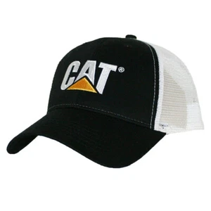 CAT logo Caterpiller Black w/ white summer mesh back hat truck diesel gear cap - Picture 1 of 1
