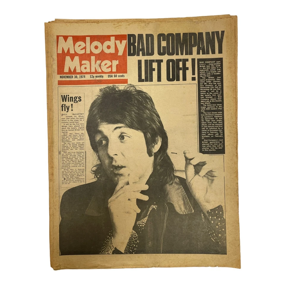 Melody Maker November 30, 1974 Paul McCartney Wings Bad Company Marc Bolan - Image 1 of 3