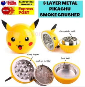 3 Layer Pokemon Pikachu Herb Spice Tobacco Grinder Zinc Alloy Gift New With Box - Picture 1 of 3