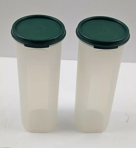 TUPPERWARE #1643 Modular Mates #4 Storage Container Shear With Green Lids Lot 2 - Picture 1 of 6