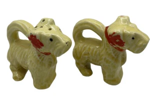 Vintage Salt And Pepper Shakers Yellow Scottish Terrier Scottie Dog READ - Picture 1 of 5