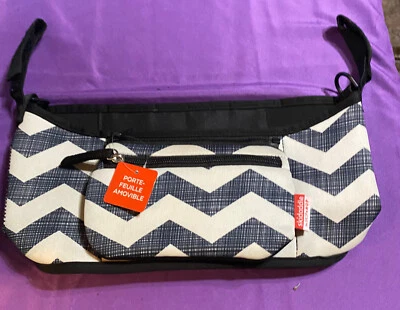 Skip Hop Skidaddle Cochecito Organizador Negro Rayas Chevron Bolsa con Cremallera Foto 1 de 2
