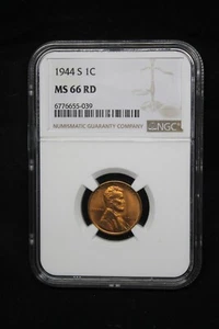 1944 S Lincoln Cent, NGC MS66 RD - Picture 1 of 2