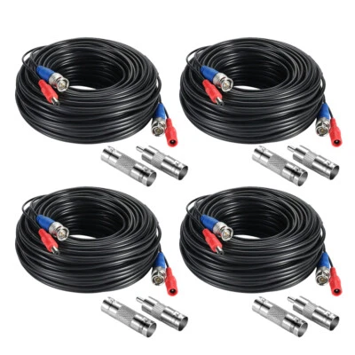 ZOSI 4x 60FT Video Power Cable BNC RCA Extension Cord for CCTV Security Camera - Image 1 of 4