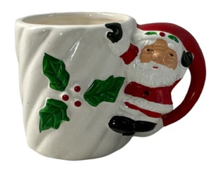 Santa Mug  Holly Christmas Coffee Cup Vintage - Picture 1 of 15
