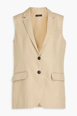 NEW, RAG & BONE Odessa cotton and linen-blend twill vest in Beige Size 10 #T3169 - Image 1 of 4
