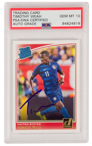 Timothy Weah Signed 2018-19 Panini Donruss Rated Rookie USA #198 - PSA 10