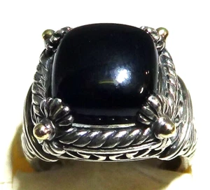 BEAUTIFUL Oval Onyx 14K & Sterling Silver Ring Size 7 AND  16.50 GRAMS - Picture 1 of 10