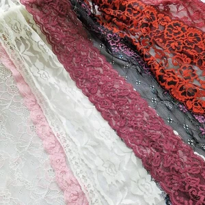 Cotton Mix Stretch Lace Ribbon Trim Black White Cream Pink Sewing Craft 2 METRES - Picture 1 of 14