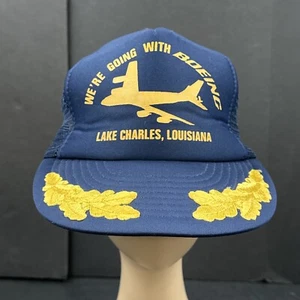 Gorra de camionero de malla hoja dorada vintage azul DA Boeing Lake Charles Louisiana - Imagen 1 de 11
