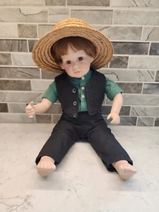 Danbury Mint SAMUEL Amish Boy Sitting 12" Porcelain Collector Decor Doll 1992 - Picture 1 of 17