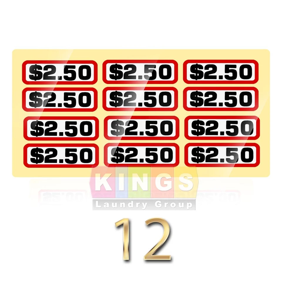 FOR GREENWALD WASCOMAT, IPSO, HUEBSCH. 12PK GLOSSY SLIDE DECAL $2.50 For GREENWALD Wascomat, Ipso, Huebsch, 00-9104-36