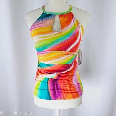 Tankini Bleu by Rod Beattie Splash Out para mujer cuello de cerradura tie dye talla 4 nuevo con etiquetas Foto 1 de 4