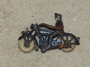 1930's Champion Cast Iron Police Motorcycle Toy W/ Original Tires HUBLEY - Picture 1 of 3