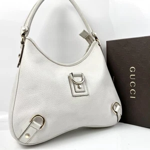 GUCCI Shoulder Bag Purse Leather White Authentic - Picture 1 of 24