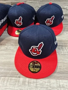 Cleveland Indians Cap Hat New Era Adult Mens Fitted Size 7 1/2 Chief Wahoo !New! - Picture 1 of 2