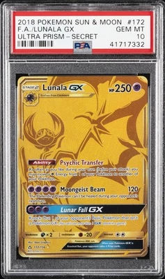 2018 POKEMON SUN & MOON ULTRA PRISM SECRET #172 FULL ART/LUNALA GX PSA 10 - Image 1 of 2