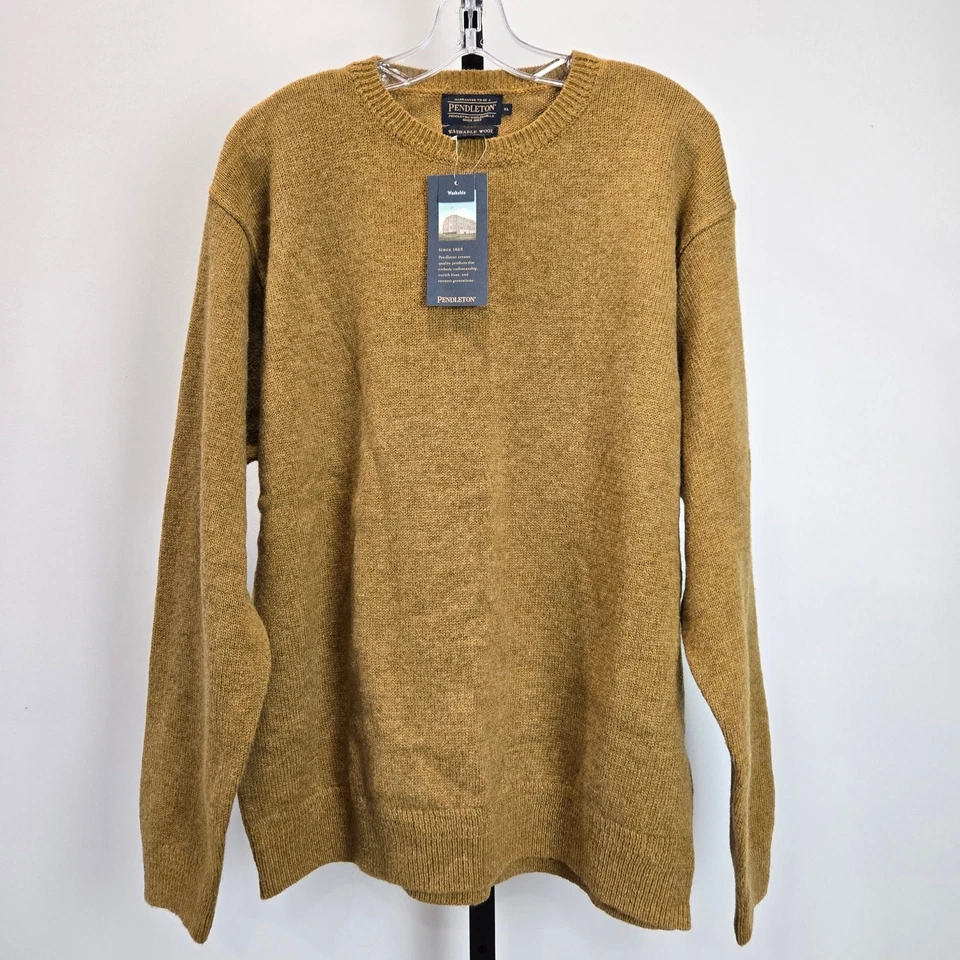 NWT Pendleton Washable Shetland Wool Pullover Sweater Honey Yellow Tan XL - Image 1 of 4
