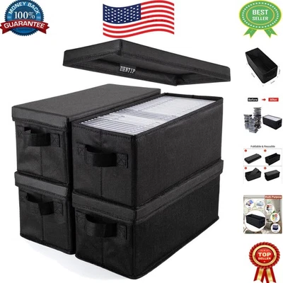 Cajas de almacenamiento de CD apilables dinámicas - 4 en negro, diseño repelente al agua Foto 1 de 4