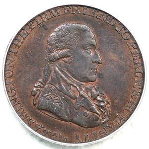 1795 PCGS MS 62 BN Lg Button, Reeded Edge Washington Grate Halfpenny Copper 1/2p - Picture 1 of 3