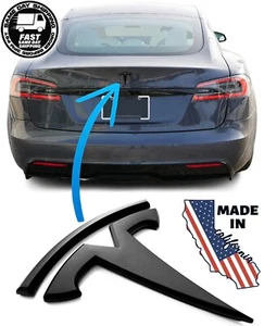 2012-2020 MODEL S REAR "T" Badge Emblem Logo Replacement Metal (Matte Black) - Bild 1 von 7