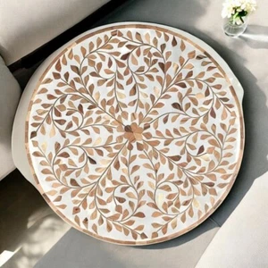 30" Elegant Bone Inlay Coffee Table – Luxurious Handcrafted Furniture Home Decor - Picture 1 of 7