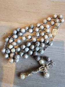 - antiker Rosenkranz, Rosenperlen, Kreuz, Perlen, - Bild 1 von 2