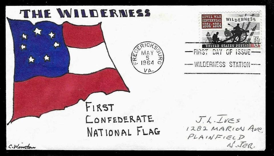 1181 5c Stamp (1964) THE WILDERNESS - CIVIL WAR FDC HD/HP FROM C. WINSTON - Image 1 of 1