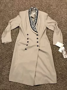Vtg Studio I New York Womens Size 12 Petite Khaki Rayon Jacket Shoulder Pads A36 - Picture 1 of 4