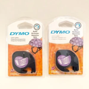 Dymo 16952 LetraTag Plastic Labels Clear Refills 1/2" x 13' **Set of 2** - Picture 1 of 2