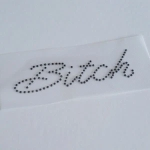 Bitch Script Appliqué, Bitch DIY Rhinestone Iron on Transfer, Fancy Bitch Bling  - Picture 1 of 2