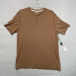 William Rast Men's Short Sleeve Henley Shirt Brown M Medium Pima Cotton Modal - Picture 1 of 11