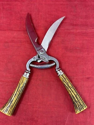 Kitchen Poultry Shears Faux Stag Horn Handles Vintage Made In Italy Bakelite - Image 1 of 4