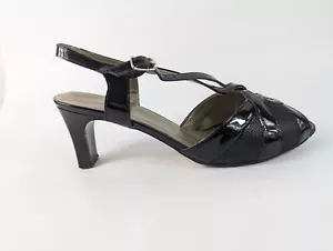 Sandalias Equity de tacón medio de charol negro Reino Unido 6,5 - Imagen 1 de 6
