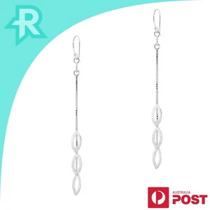 Pendientes de gancho de plata esterlina 925 con aros marquesa encadenados - Imagen 1 de 7