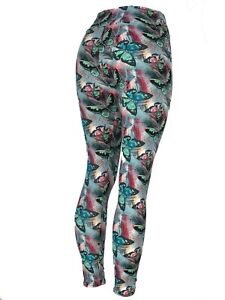 Butterfly Leggings Greens, Blues, Reds, Creams - One Size, Tall & Curvy, Diva