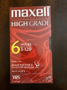 Maxell T-120 VHS Tapes BRAND NEW FACTORY SEALED - 6 Hours High Grade VHS TAPE - Picture 1 of 4