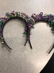 2 X Costume Headband Mardi Gras Halloween Party Pruple Green Gold BEST SELLER - Picture 1 of 6