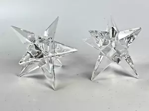 Pair of Vintage MCM 3.5" Rosenthal 9-Point Crystal Star Candle Holders - Picture 1 of 6