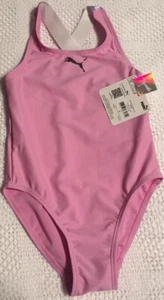 NWT PUMA PINK CROSS-BACK One-Piece SWIMSUIT GIRLS SIZE 5 - Picture 1 of 4
