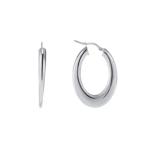 White Gold Plated Hoop Earrings: 925 Sterling Silver Huggies for Women - Picture 1 of 1