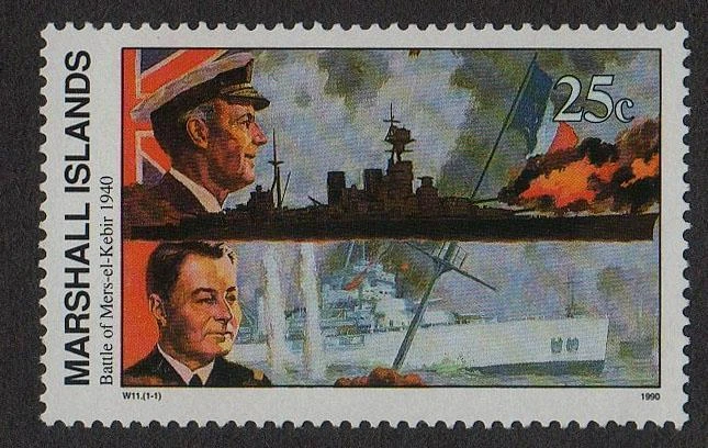 MARSHALL ISLANDS, SCOTT # 255, MNH BATTLE OF MERS-EL-KEBIR 1940, WORLD WAR II - Image 1 of 1