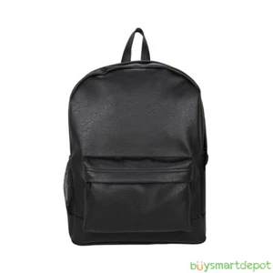 Unisex New Black School Vegan Leather College Laptop / Computer Zip Backpack - Picture 1 of 1